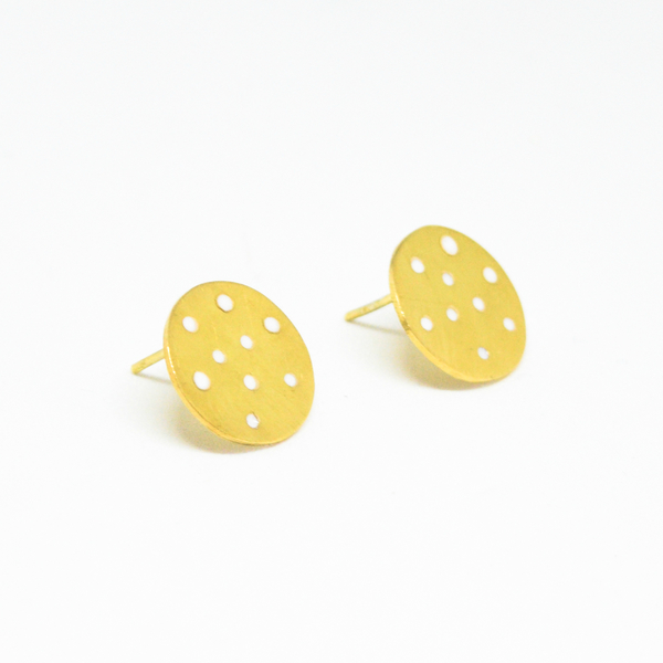 "Polka dot" earrings - ασήμι, μοντέρνο, επιχρυσωμένα, romantic, minimal, καρφωτά
