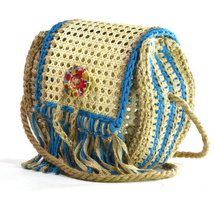 Βιεννέζικη ψάθα και γιούτα - ώμου, ψάθα, crochet, romantic