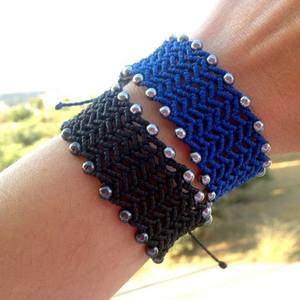 Makrame lace bracelet. - ημιπολύτιμες πέτρες, μοντέρνο, μακραμέ, κορδόνια, romantic, personalised, φαρδιά - 4