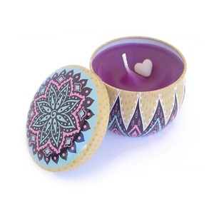 Αρωματικό Διακοσμητικό Κερί Cute ♥ Candle 4 Μεταλλικό Κουτί 7.5 εκ x 5.4 εκ Υ Mandala - διακοσμητικό, καρδιά, δώρο, διακόσμηση, κουτί, cute, κερί, αρωματικά κεριά, δώρα γενεθλίων, ιδεά για δώρο, μινιατούρες φιγούρες, mandala