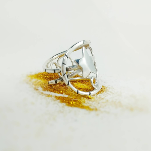 Αυξομειώμενο ασημένιο δαχτυλίδι Αστέρι - statement, ασήμι, μοναδικό, μοντέρνο, ασήμι 925, αστέρι, romantic, rock, μεγάλα, έλληνες σχεδιαστές, αυξομειούμενα - 2