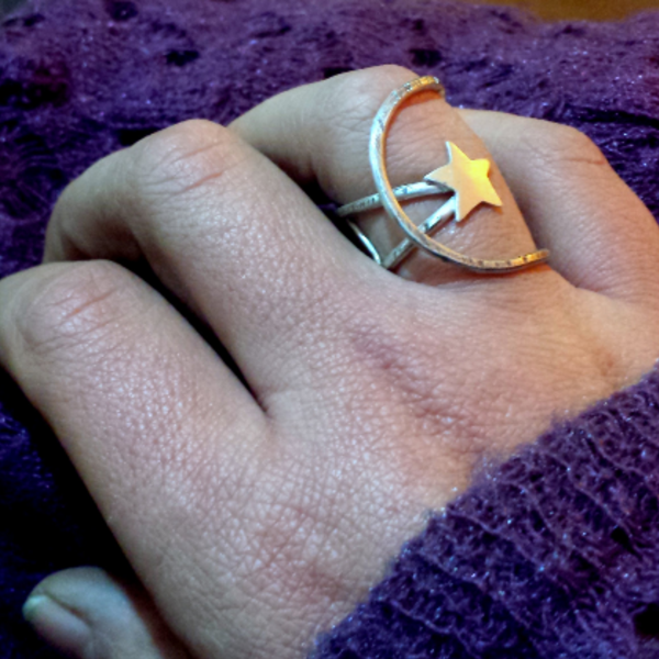 Αυξομειώμενο ασημένιο δαχτυλίδι Αστέρι - statement, ασήμι, μοναδικό, μοντέρνο, ασήμι 925, αστέρι, romantic, rock, μεγάλα, έλληνες σχεδιαστές, αυξομειούμενα - 4