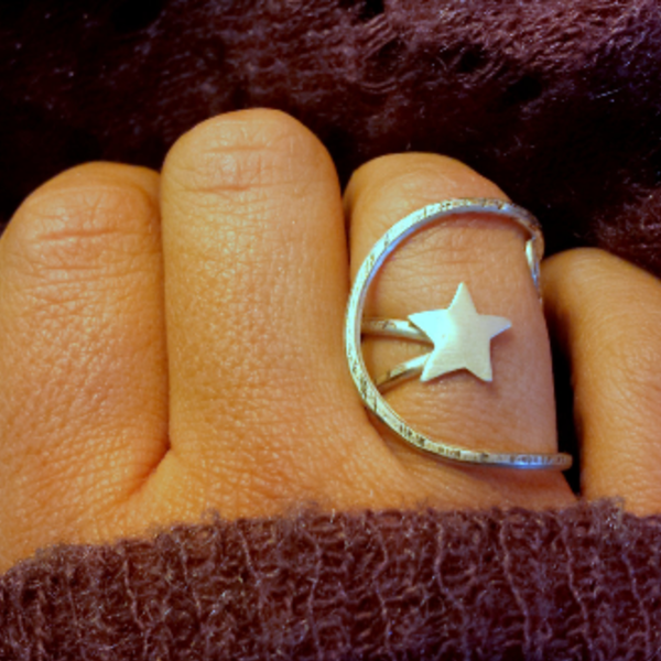 Αυξομειώμενο ασημένιο δαχτυλίδι Αστέρι - statement, ασήμι, μοναδικό, μοντέρνο, ασήμι 925, αστέρι, romantic, rock, μεγάλα, έλληνες σχεδιαστές, αυξομειούμενα - 5