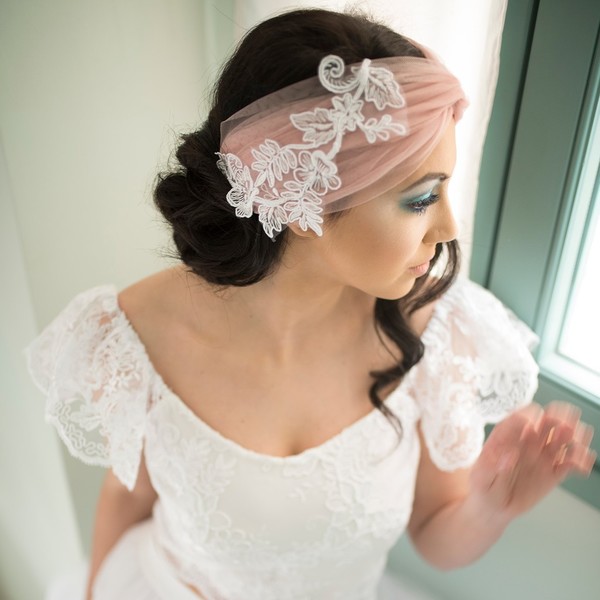 Bridal Headband - ύφασμα, chic, δαντέλα, boho, headbands