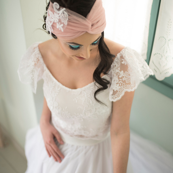 Bridal Headband - ύφασμα, chic, δαντέλα, boho, headbands - 4