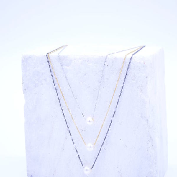 ''Fresh Water Pearls'' necklaces - ασήμι, μοντέρνο, κοντό, minimal, κοντά, κρεμαστά, πέρλες