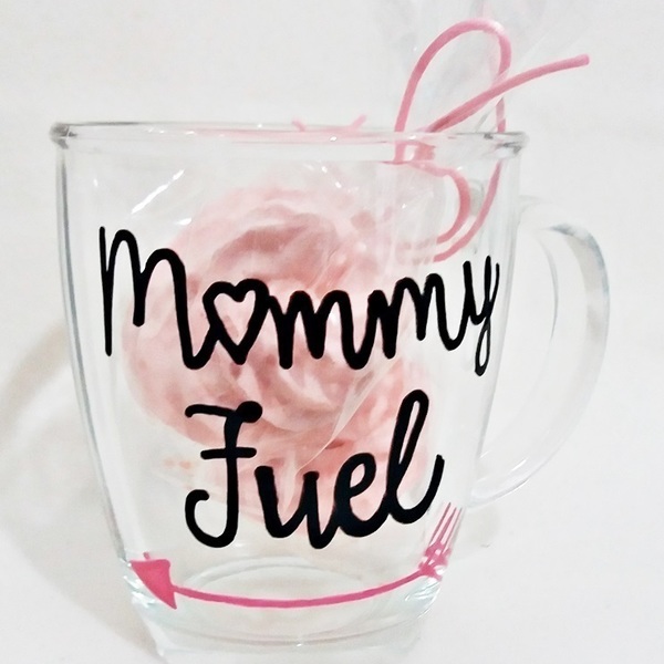 Κούπα handpainted "Mammy Fuel" - γυαλί, ζωγραφισμένα στο χέρι, κουζίνα, μαμά, δωράκι, personalised, μεταλλικό, κούπες & φλυτζάνια, γιορτή της μητέρας