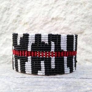 Μακραμέ βραχιόλι Μανσέτα ethnic - chic, βραδυνά, fashion, καλοκαιρινό, μοντέρνο, ανοιξιάτικο, μακραμέ, κορδόνια, χειροποίητα, εντυπωσιακό, must, personalised, χριστουγεννιάτικο, boho, ethnic, rock, Black Friday, γιορτή της μητέρας, φαρδιά - 2