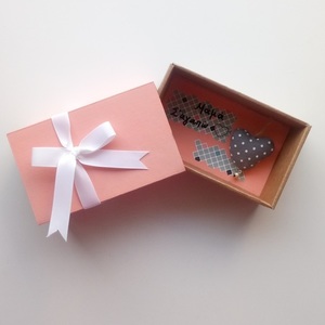 Ευχετήρια Κάρτα in a BOX - καρδιά, πουά, δώρο, τριαντάφυλλο, πηλός, κάρτα ευχών, γιορτή της μητέρας, ευχετήριες κάρτες