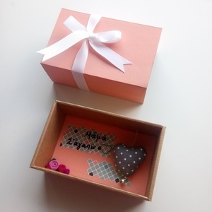 Ευχετήρια Κάρτα in a BOX - καρδιά, πουά, δώρο, τριαντάφυλλο, πηλός, κάρτα ευχών, γιορτή της μητέρας, ευχετήριες κάρτες - 3