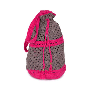 Καλοκαιρινή τσάντα ώμου πουγκί - crochet, minimal, boho, βελονάκι, βαμβακερό νήμα, διχρωμία, πλεκτές τσάντες, χιαστί, ώμου, πουγκί, φθηνές