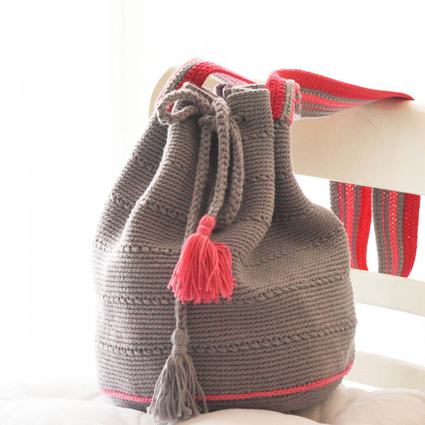 Πλεκτή καλοκαιρινή τσάντα ώμου - chic, ώμου, πουγκί, χιαστί, crochet, minimal, boho, πλεκτές τσάντες - 4