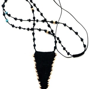 Μακραμέ χειροποίητο boho style κολιέ - vintage, μοντέρνο, μακραμέ, κορδόνια, γεωμετρικά σχέδια, romantic, minimal, boho, ethnic, rock, αυξομειούμενα