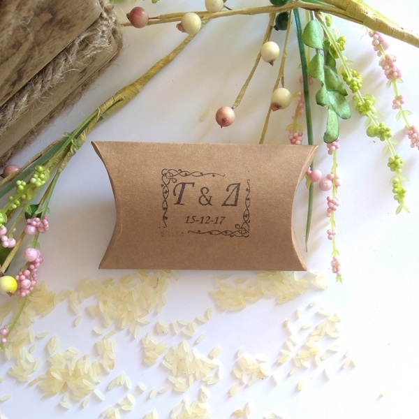 30 τεμάχια Χάρτινα κουτάκια για ρύζι με μονογράμματα - γάμος