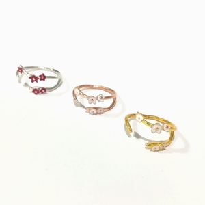 Δαχτυλίδι ανθάκια από ασήμι 925 και σμάλτο, σειρά "Blossoms" - ασήμι, επιχρυσωμένα, ασήμι 925, minimal, μικρά, boho, επιροδιωμένα, αυξομειούμενα, φθηνά - 5