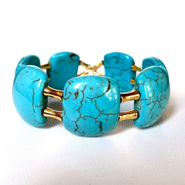 Turquoise Haolite bracelet - ημιπολύτιμες πέτρες, καλοκαιρινό, ιδιαίτερο, μοντέρνο, γυναικεία, επιχρυσωμένα, χαολίτης, στυλ, δώρο, βραχιόλι, χειροποίητα, πρωτότυπα, χάντρες, minimal, must αξεσουάρ, boho, μοδάτο, fashion jewelry, ιδεά για δώρο