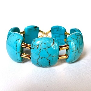 Turquoise Haolite bracelet - ημιπολύτιμες πέτρες, καλοκαιρινό, τιρκουάζ, ιδιαίτερο, μοντέρνο, γυναικεία, επιχρυσωμένα, χαολίτης, στυλ, δώρο, βραχιόλι, χειροποίητα, πρωτότυπα, χάντρες, minimal, must αξεσουάρ, boho, bracelet, μοδάτο, fashion jewelry, ιδεά για δώρο