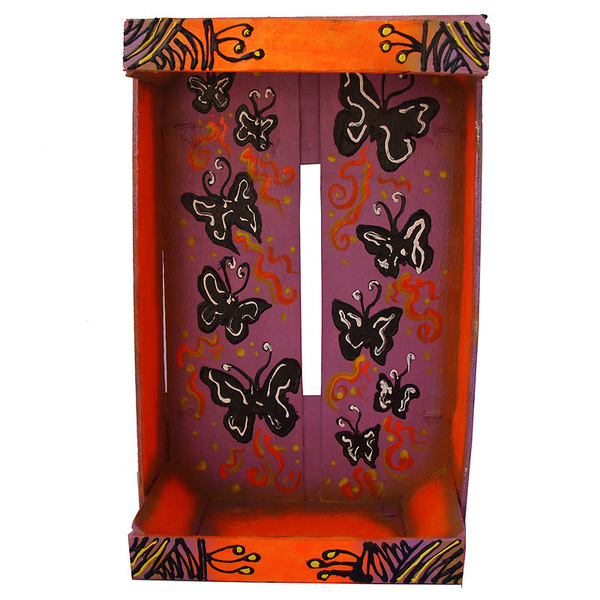 Ξύλινο Διακοσμητικό Καφάσι /Τελάρο, "Η Μωβ Πεταλούδα" - ζωγραφισμένα στο χέρι, κορίτσι, οργάνωση & αποθήκευση, πεταλούδες, τελάρα κεντήματος - 3