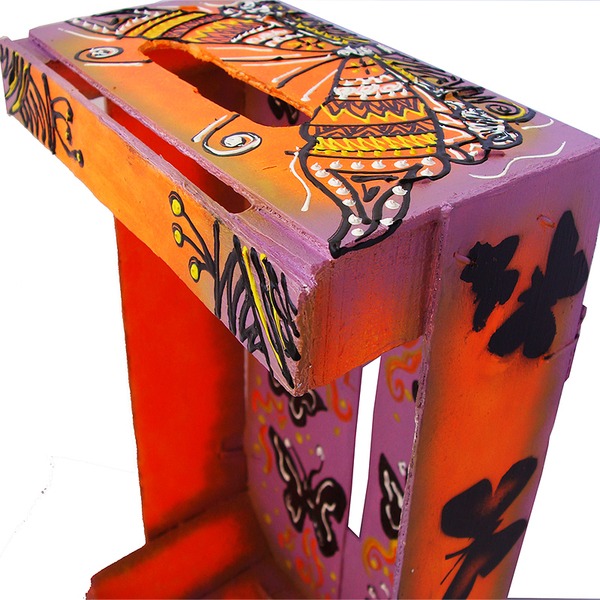 Ξύλινο Διακοσμητικό Καφάσι /Τελάρο, "Η Μωβ Πεταλούδα" - ζωγραφισμένα στο χέρι, κορίτσι, οργάνωση & αποθήκευση, πεταλούδες, τελάρα κεντήματος - 4