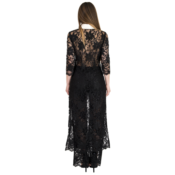 Φόρεμα τουνίκ maxi δαντέλα μαύρη - βραδυνά, δαντέλα, elegant, all day - 2