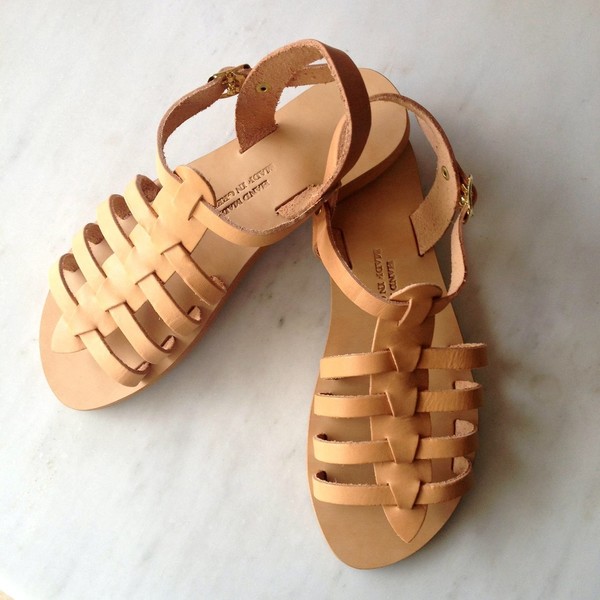 Gladiator sandals - δέρμα, minimal, boho, ethnic, αρχαιοελληνικό, gladiator, φλατ - 2