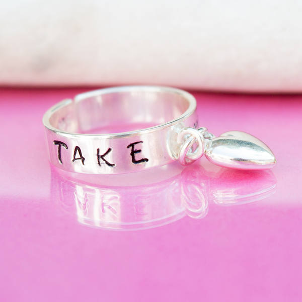 Ασημένιο δαχτυλίδι με charm Καρδιά - ασήμι, handmade, charms, ασήμι 925, χειροποίητα, minimal, βεράκια, αυξομειούμενα - 3