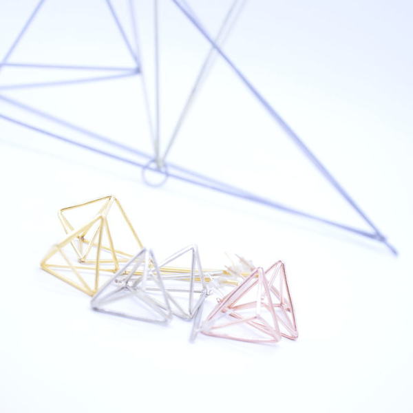 ''Triangle'' silver hoop earrings - statement, ασήμι, μοντέρνο, αλπακάς, γεωμετρικά σχέδια, minimal, unisex, rock, κρεμαστά - 3
