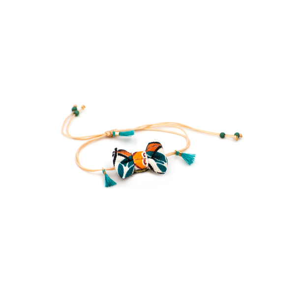 Marrakesh Bow Bracelet Petrol - ύφασμα, κορδόνια, ethnic, romantic, μοντέρνο, boho, με φούντες, φιόγκος, charms, φθηνά