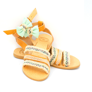 Mojito Sandals - δέρμα, φιόγκος, ταμπά, romantic, στυλ φιόγκος, φλατ, ankle strap