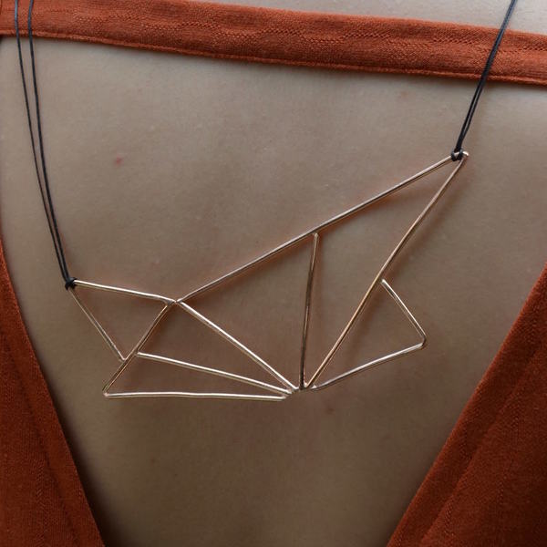 "Triangle" rose gold necklace - μοντέρνο, ορείχαλκος, μακρύ, γεωμετρικά σχέδια, κοντό, minimal, κοντά, unisex, rock, κρεμαστά, αυξομειούμενα - 4