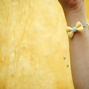 Pastel Pineapple Bow Bracelet - ημιπολύτιμες πέτρες, ύφασμα, φιόγκος, charms, μοντέρνο, με φούντες, κορδόνια, romantic, boho, ethnic, φθηνά - 3