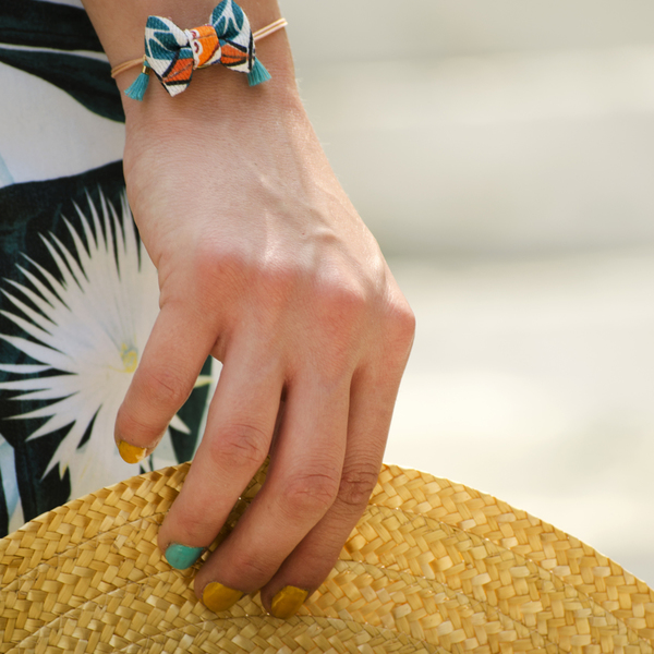 Marrakesh Bow Bracelet Petrol - ύφασμα, κορδόνια, ethnic, romantic, μοντέρνο, boho, με φούντες, φιόγκος, charms, φθηνά - 4