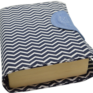 Θήκη για μυθιστόρημα Ζιγκ-Ζαγκ μπλε, προστατευτική θήκη βιβλίου - ύφασμα, καλοκαίρι, δώρο, θήκες, παραλία, θήκες βιβλίων