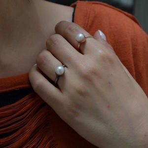 ''Fresh water pearl'' RINGS - vintage, μαργαριτάρι, επιχρυσωμένα, ασήμι 925, minimal, μικρά, αυξομειούμενα - 2