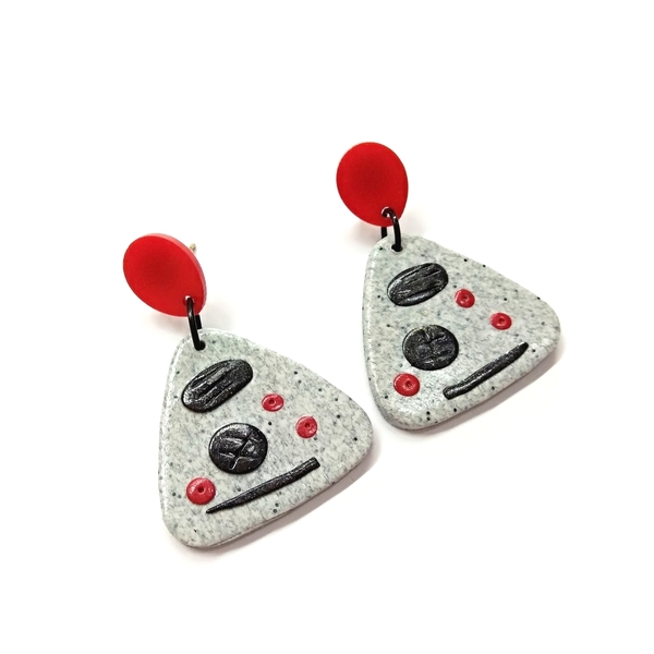 Granite series earrings - statement, βραδυνά, μοντέρνο, πηλός, γεωμετρικά σχέδια, minimal, καρφωτά, plexi glass, rock, κρεμαστά