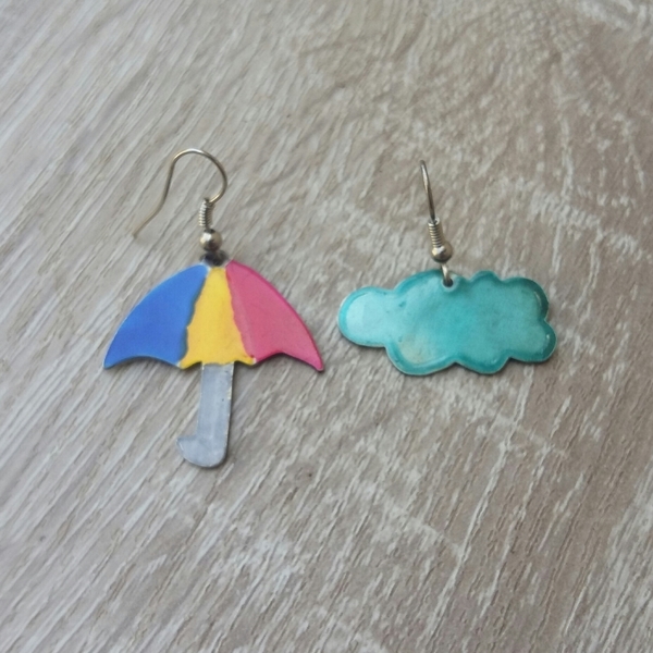 Σκουλαρικια ομπρέλα -συννεφο - μοντέρνο, σμάλτος, αλπακάς, κρεμαστά