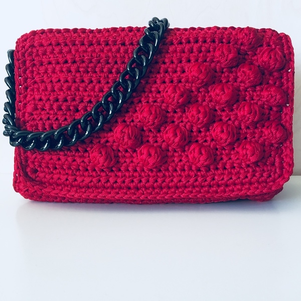 Πλεκτή Τσάντα - Sissy Mini Bag - αλυσίδες, chic, μονόχρωμες, χιαστί, crochet, romantic, minimal, πλεκτή
