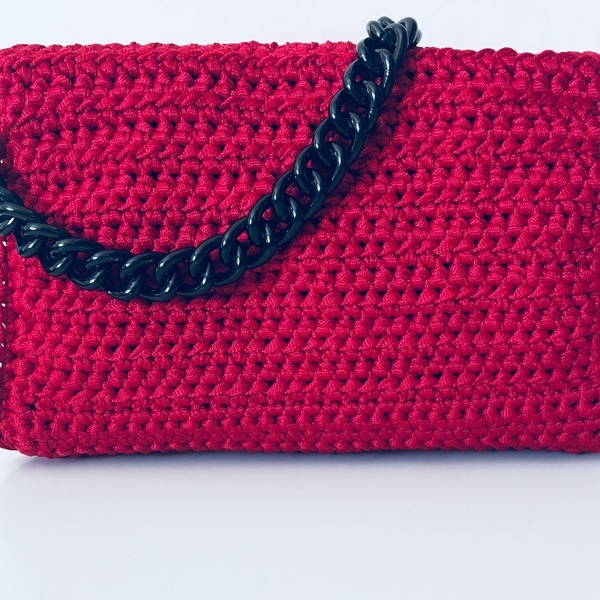 Πλεκτή Τσάντα - Sissy Mini Bag - αλυσίδες, chic, μονόχρωμες, χιαστί, crochet, romantic, minimal, πλεκτή - 4