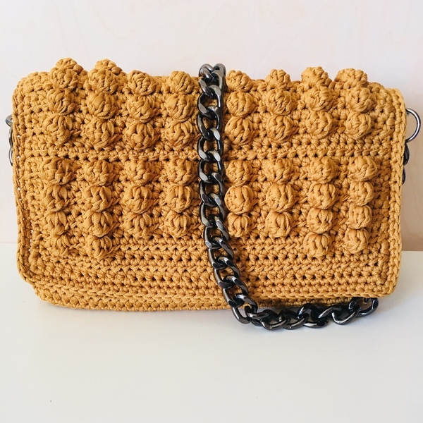 Πλεκτή Τσάντα - Honey Bag - αλυσίδες, chic, μονόχρωμες, χιαστί, crochet, romantic, πλεκτή