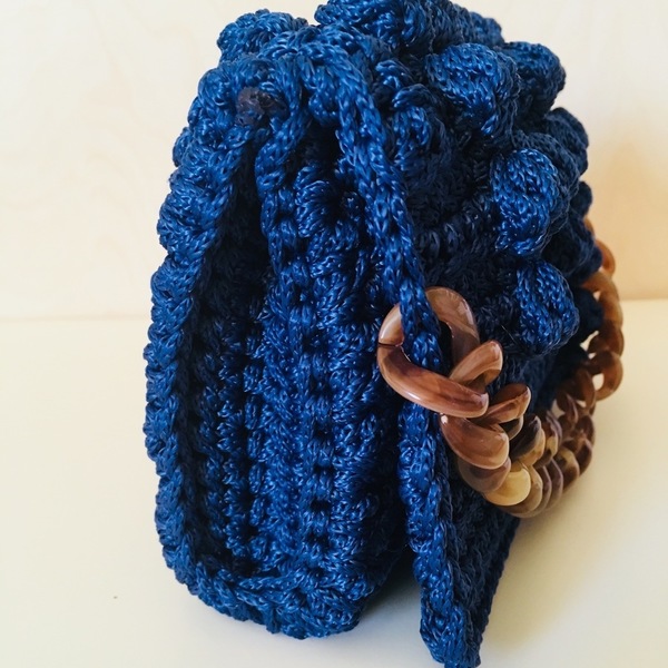 Πλεκτό Clutch - Deep Blue - αλυσίδες, chic, βραδυνά, μονόχρωμες, clutch, crochet, romantic, πλεκτές τσάντες - 3
