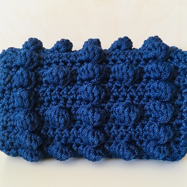 Πλεκτό Clutch - Deep Blue - αλυσίδες, chic, βραδυνά, μονόχρωμες, clutch, crochet, romantic, πλεκτές τσάντες - 4