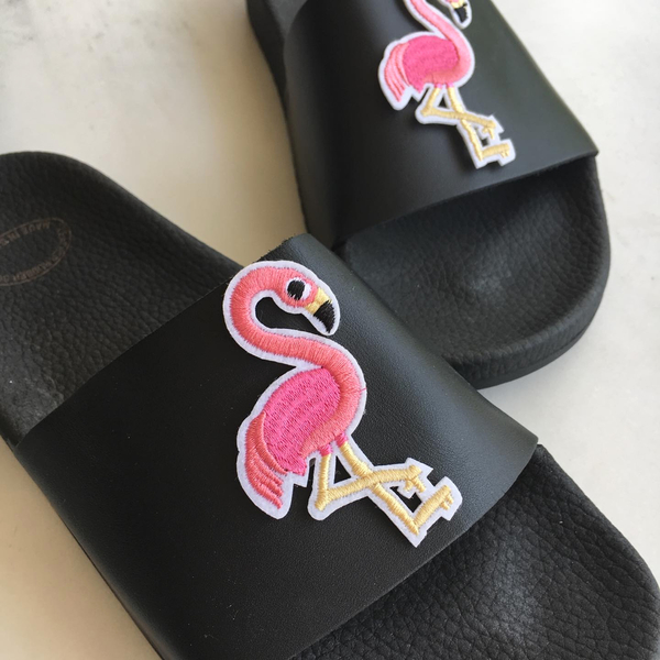 Flamingo leather slides - δέρμα, boho, φλατ, slides