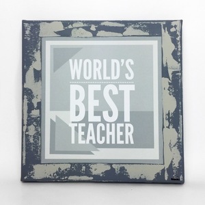 Διακοσμητικό χειροποίητο καδράκι σε καμβά -World's Best Teacher - Δώρο για την δασκάλα / τον δάσκαλο - διακοσμητικό, πίνακες & κάδρα, καμβάς, δώρο, χειροποίητα, δώρα για δασκάλες