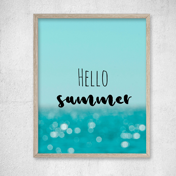 Hello Summer Teal Poster 20x30cm / Hello Summer Γαλαζιο Ποστερ 20χ30εκ - μπλε, διακοσμητικό, χαρτί, δώρο, decor, αφίσες, πρωτότυπο, summer, θάλασσα, gift, δώρα γενεθλίων, δώρα για δασκάλες - 2