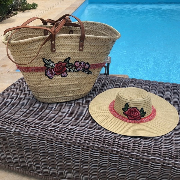 Τσάντα Summer rose bag - chic, καλοκαίρι, ώμου, τριαντάφυλλο, ψάθα, μεγάλες, παραλία, φλοράλ, romantic, απαραίτητα καλοκαιρινά αξεσουάρ, κρόσσια, θαλάσσης, φθηνές - 4