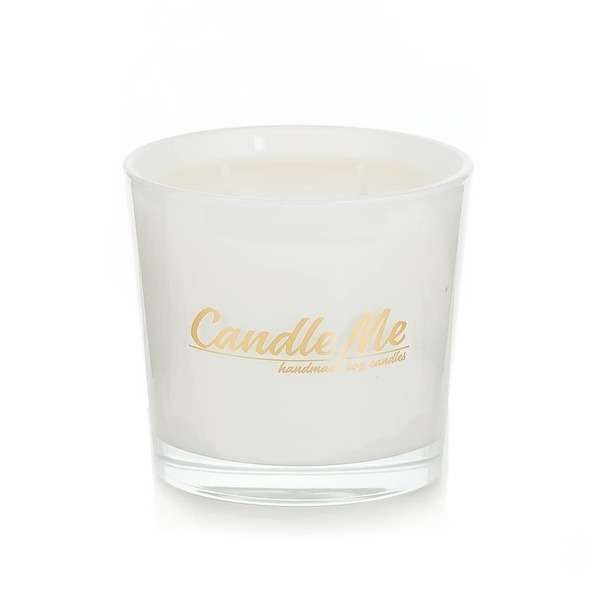 Χειροποίητο αρωματικό κερί σόγιας σε λευκό ποτήρι - κερί, αρωματικά κεριά, σόγια, φυτικό κερί