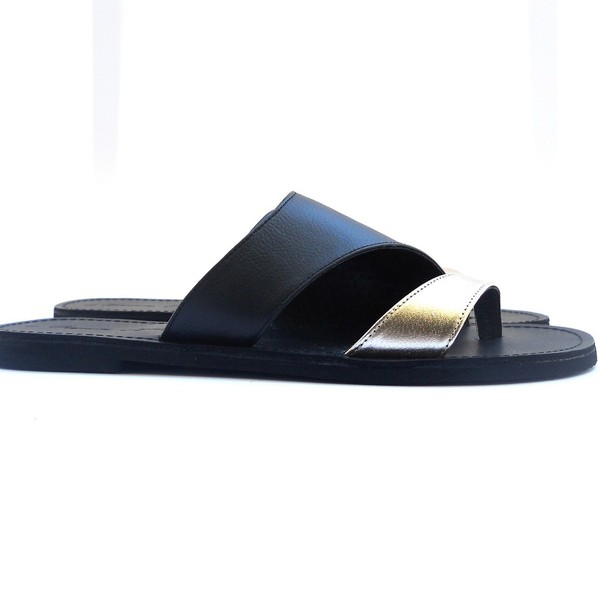 Coquito Sandals - δέρμα, chic, γυναικεία, minimal, μαύρα, φλατ - 2