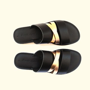 Mikado Sandals - δέρμα, chic, minimal, μαύρα, φλατ