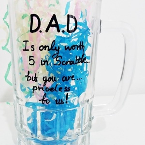 Fathers Day Gift set "...DAD..priceless to us" - ξύλο, γυαλί, ζωγραφισμένα στο χέρι, σουβέρ, μπαμπάς, personalised, σετ, gift, gift idea, κούπες & φλυτζάνια, δώρα για τον μπαμπά, γιορτή του πατέρα - 2