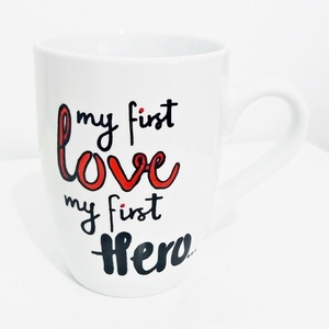 Fathers Day gift set "My first love" - ζωγραφισμένα στο χέρι, δώρο, μπαμπάς, πορσελάνη, personalised, σετ, gift idea, κούπες & φλυτζάνια - 2
